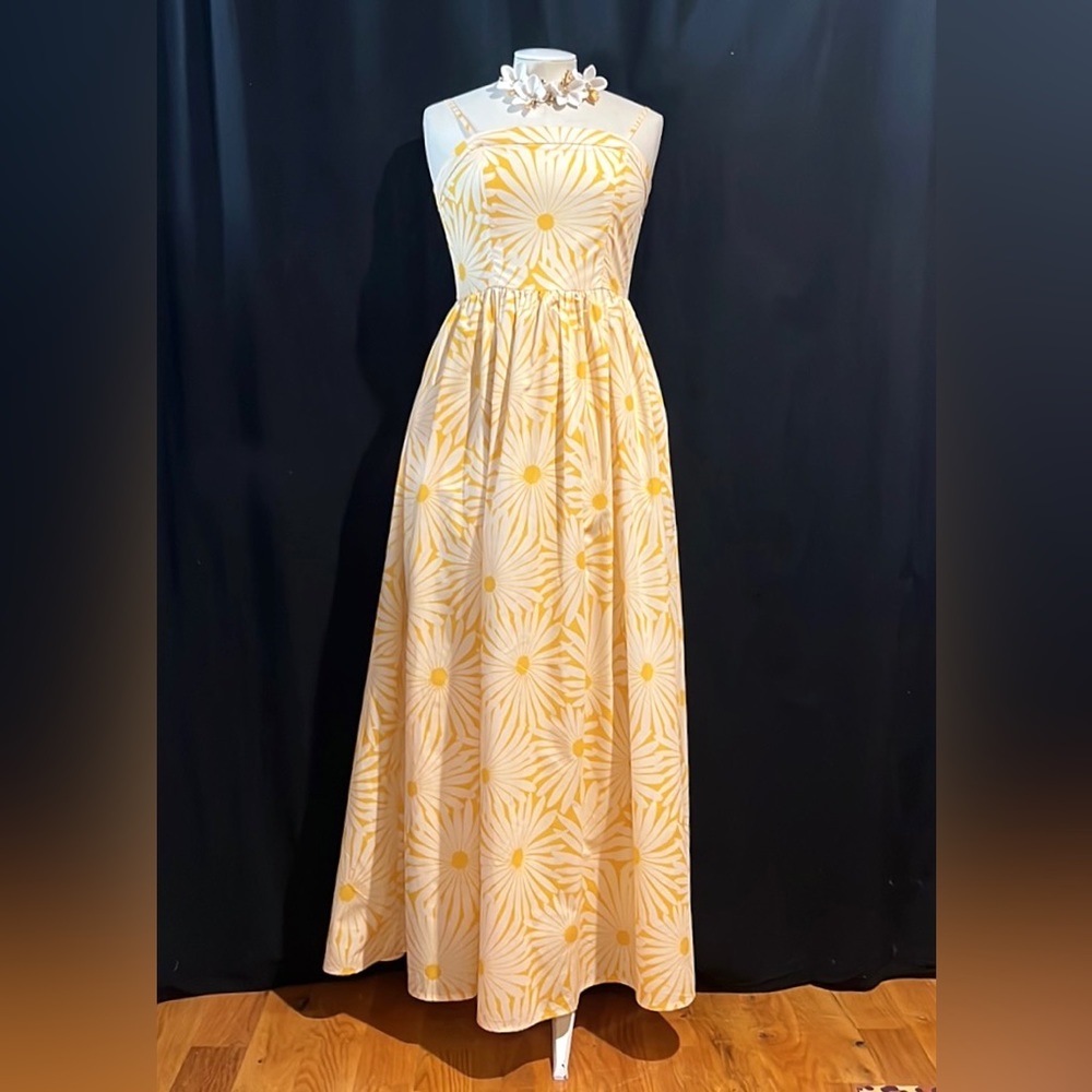 Flora Bea big floral cotton sateen maxi gown spaghetti straps are detachable-NWT - Picture 16 of 16